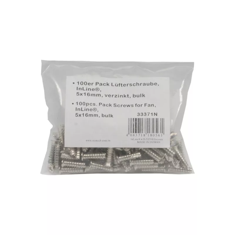 InLine ventiliatoriaus varžtai 5x16mm sidabriniai 100 vnt. pakuotė