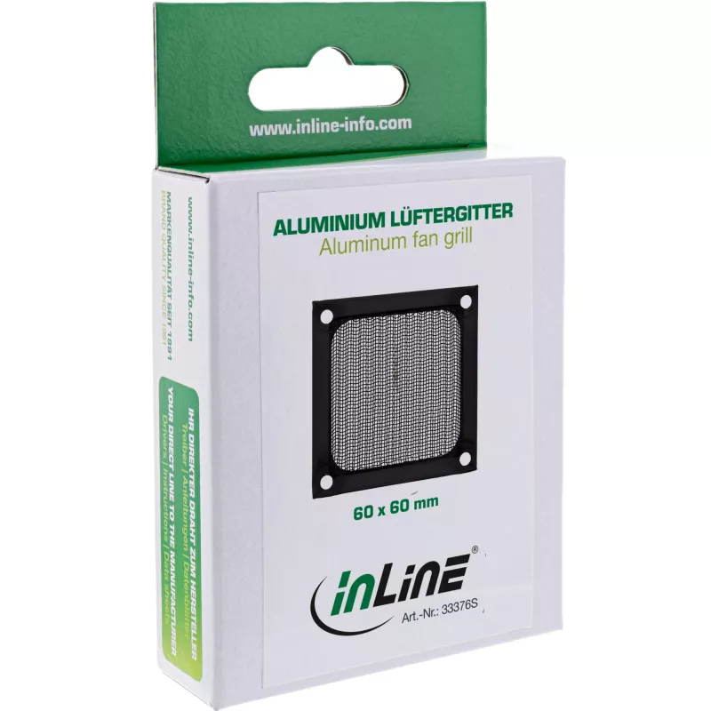 InLine ventiliatoriaus grotelių aliuminio filtras, juodas, 60x60mm