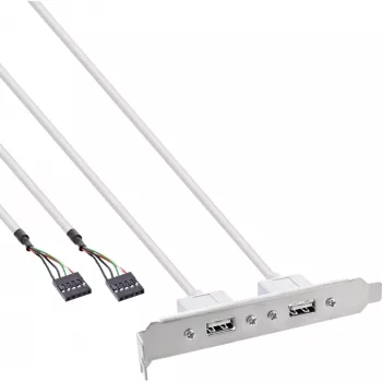 InLine lizdo laikiklis 2x USB 2.0 Type A jungtis (moteriška) į 2x 5 kontaktų vidinę jungtį 0,3 m