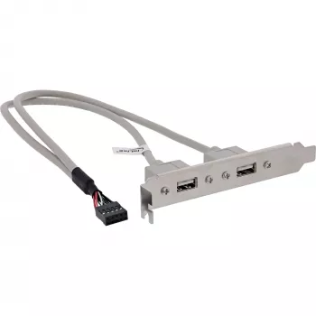 “InLine” USB 2.0 lizdo laikiklis 2x USB Type A moteriška į 1x 10 kontaktų jungtis 0,35 m