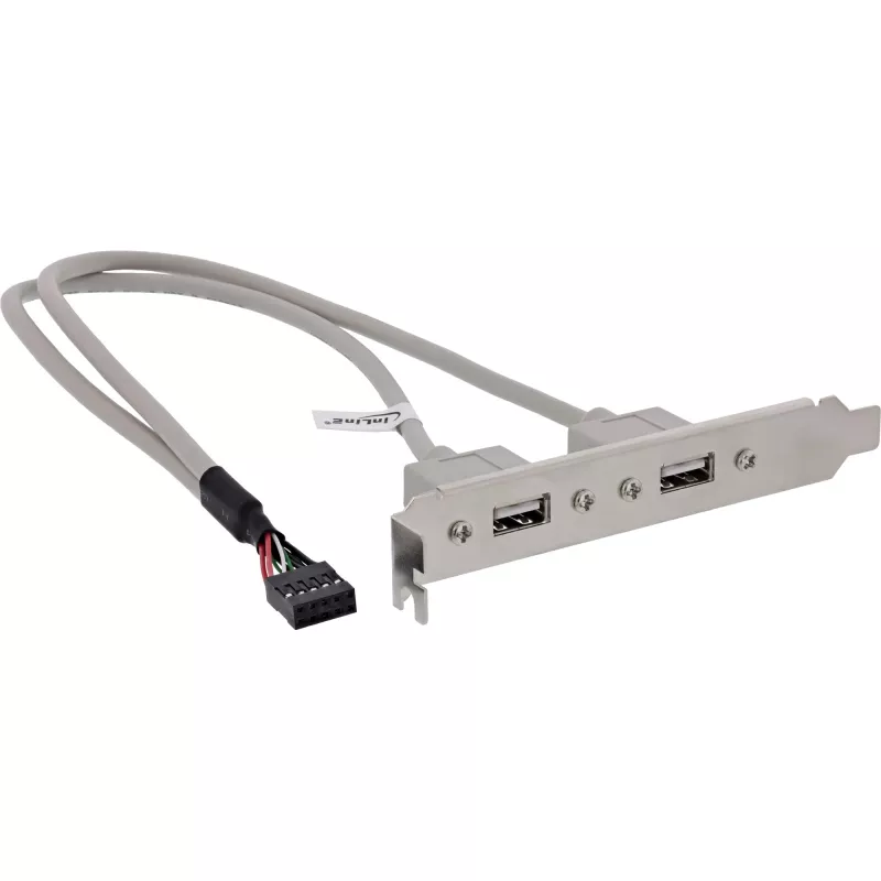 “InLine” USB 2.0 lizdo laikiklis 2x USB Type A moteriška į 1x 10 kontaktų jungtis 0,35 m