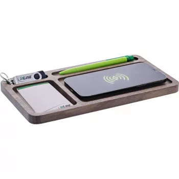 Organizatorius InLine WoodCharge su Qi įkrovimo paviršiumi, USB maitinimo šaltinis