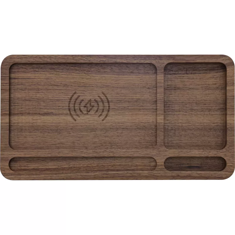 Organizatorius InLine WoodCharge su Qi įkrovimo paviršiumi, USB maitinimo šaltinis