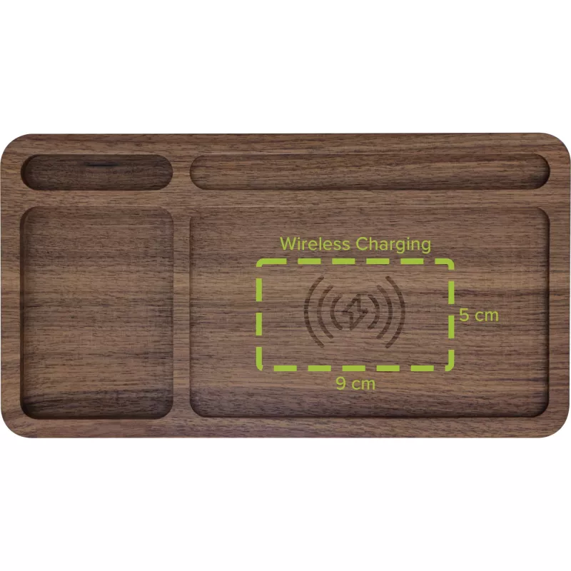 Organizatorius InLine WoodCharge su Qi įkrovimo paviršiumi, USB maitinimo šaltinis