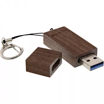 InLine USB 3.0 Flash drive, woodline walnut, su raktų pakabuku, 128 GB