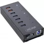 InLine USB 3.2 Gen.1 7 prievadų šakotuvas aliuminio korpuse su 2,5 A maitinimo šaltiniu, juodas