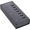 InLine USB 3.2 Gen.1 7 prievadų šakotuvas aliuminio korpuse su 2,5 A maitinimo šaltiniu, juodas
