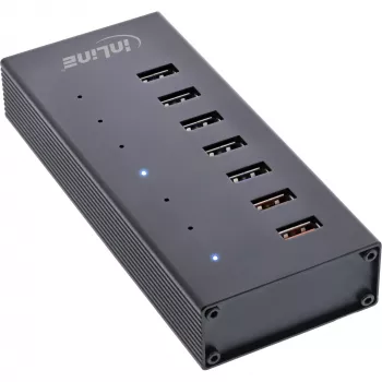 InLine USB 3.2 Gen.1 7 prievadų šakotuvas aliuminio korpuse su 2,5 A maitinimo šaltiniu, juodas