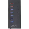 InLine USB 3.2 Gen.1 7 prievadų šakotuvas aliuminio korpuse su 2,5 A maitinimo šaltiniu, juodas