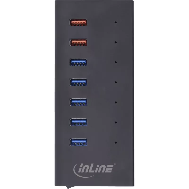 InLine USB 3.2 Gen.1 7 prievadų šakotuvas aliuminio korpuse su 2,5 A maitinimo šaltiniu, juodas