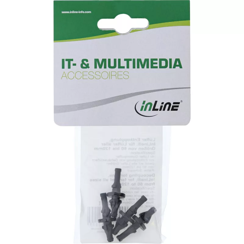 InLine ventiliatoriaus atsiejimo rinkinys, tinka 60–120 mm ventiliatoriams, 4 vnt. pakuotėje