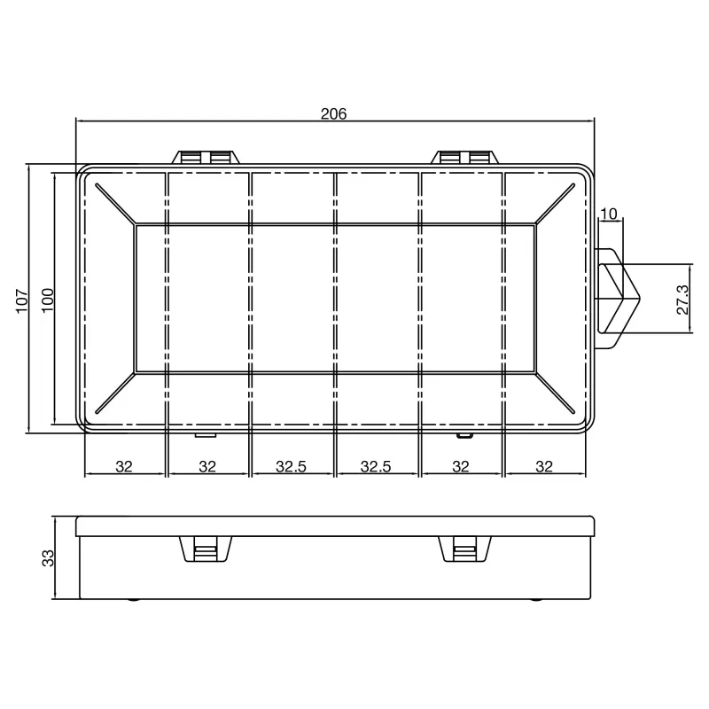 InLine mažų dalių dėžutė, 6 skyriai, 206x107x33mm, skaidri