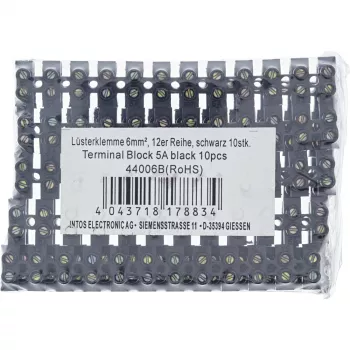 Gnybtų blokas InLine 12 prievadų 6 mm², 400 V, juodas — pakuotėje 10 vnt.