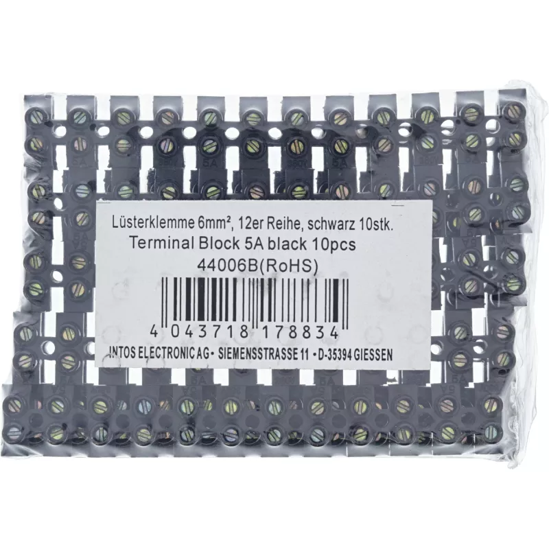 Gnybtų blokas InLine 12 prievadų 6 mm², 400 V, juodas — pakuotėje 10 vnt.