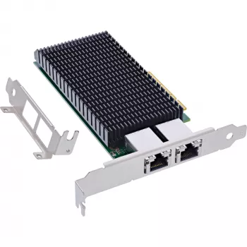InLine Dual 10-Gigabit tinklo plokštė, 2x RJ45 10Gb/s, PCIe x8, su LP laikikliu