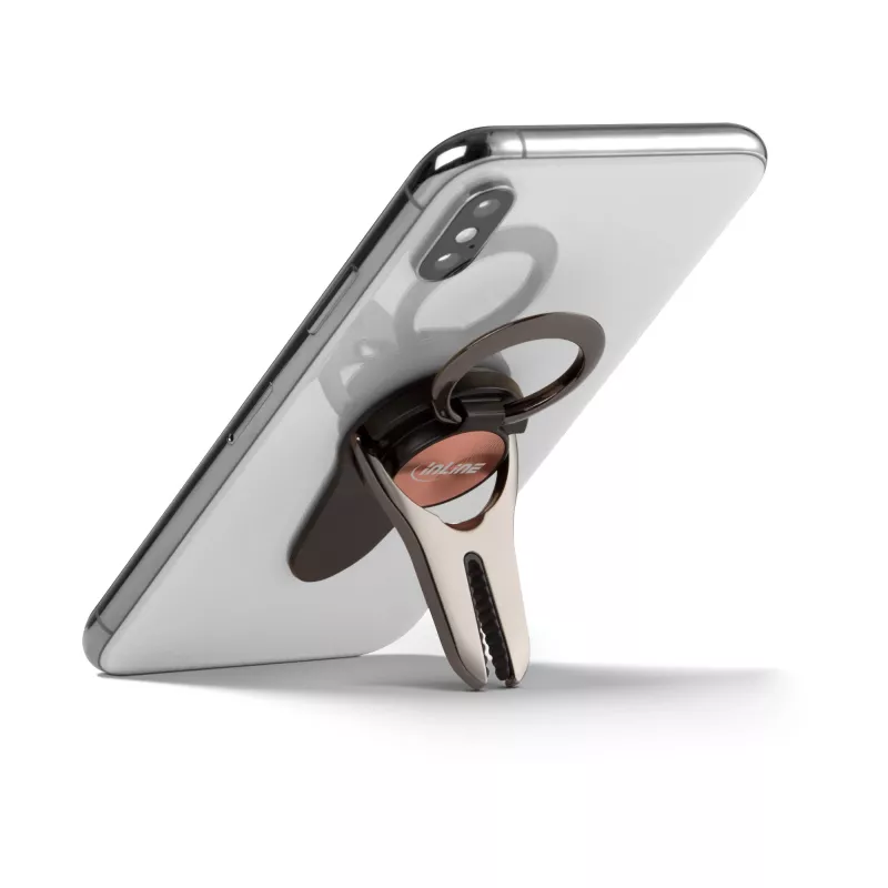 InLine išmaniojo telefono 3-in-1 automobilio laikiklis, stovas, piršto žiedas, rožinio aukso
