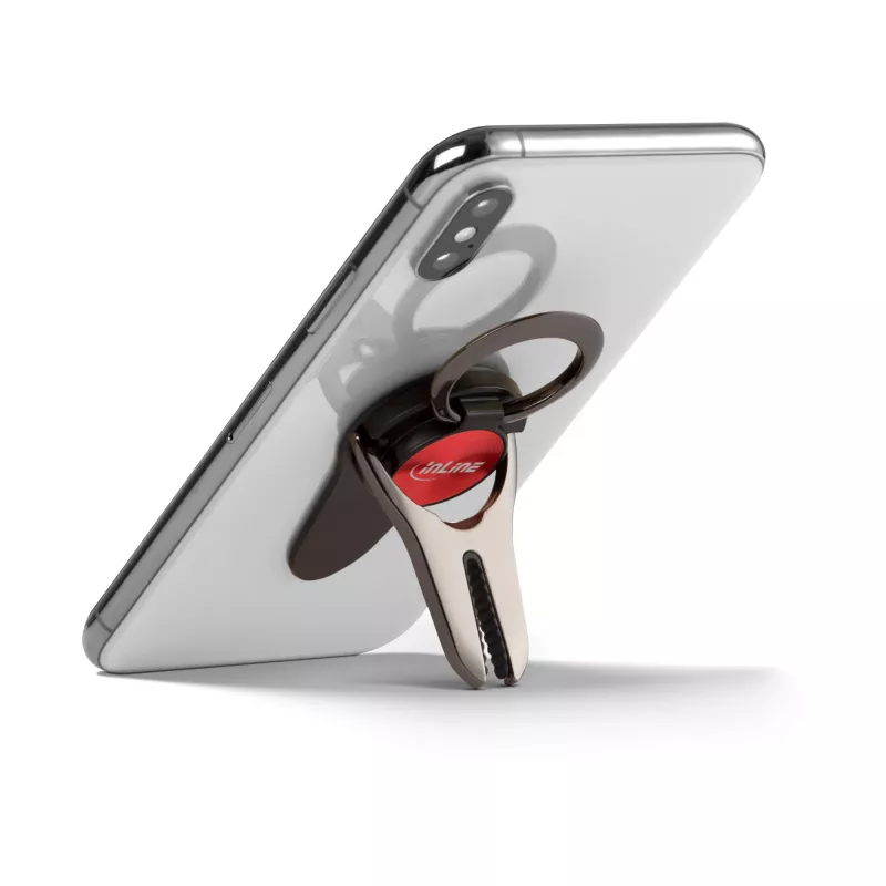 InLine išmaniojo telefono 3-in-1 automobilio laikiklis, stovas, piršto laikiklis, raudonas