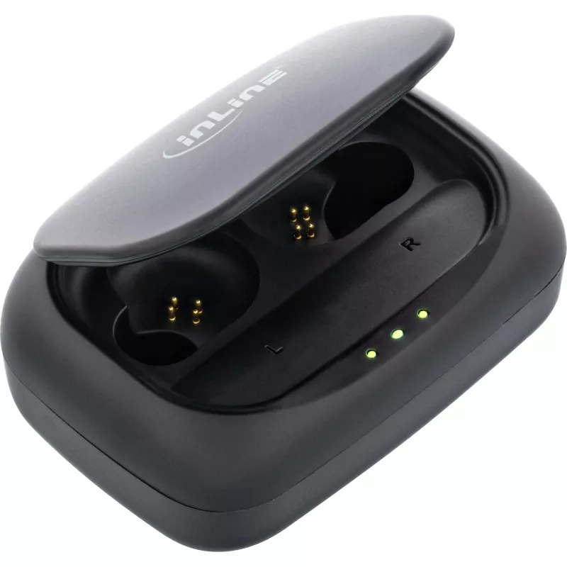 InLine PURE Air TWS, Bluetooth į ausis įdedamos ausinės su Qi dėklu-išorine baterija
