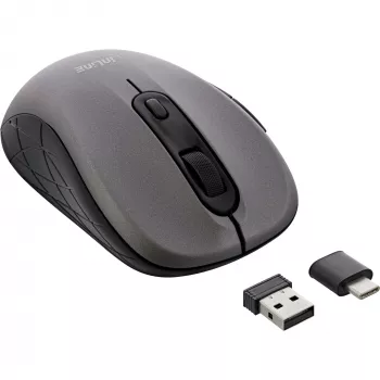 InLine pelė 3 viename, Bluetooth + 2x 2.4 GHz, 5 mygtukų, optinė, pilka/juoda