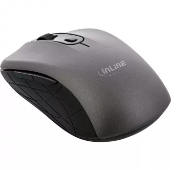 InLine pelė 3 viename, Bluetooth + 2x 2.4 GHz, 5 mygtukų, optinė, pilka/juoda