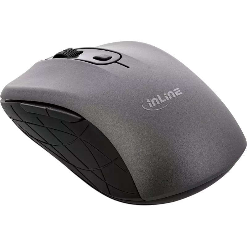 InLine pelė 3 viename, Bluetooth + 2x 2.4 GHz, 5 mygtukų, optinė, pilka/juoda
