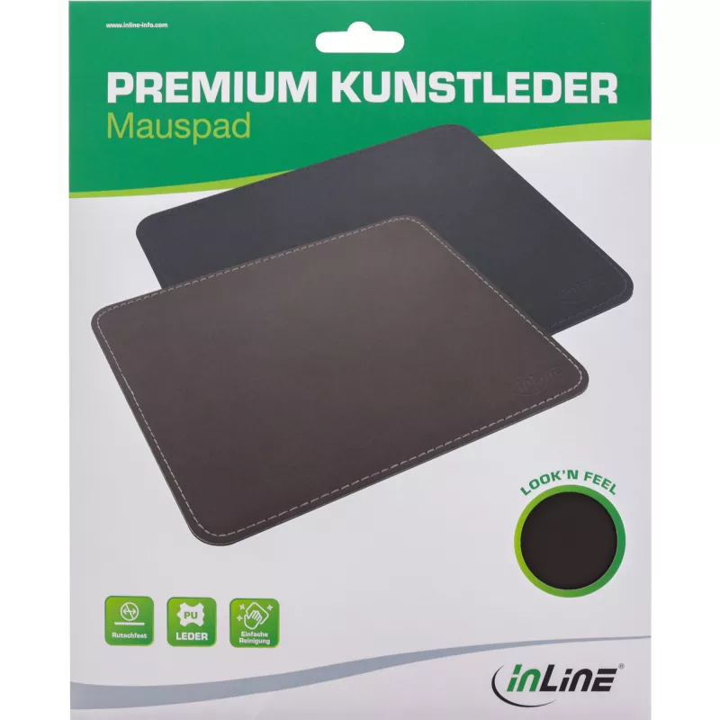InLine pelės kilimėlis Premium PU Leather juodas, 255x220x3mm