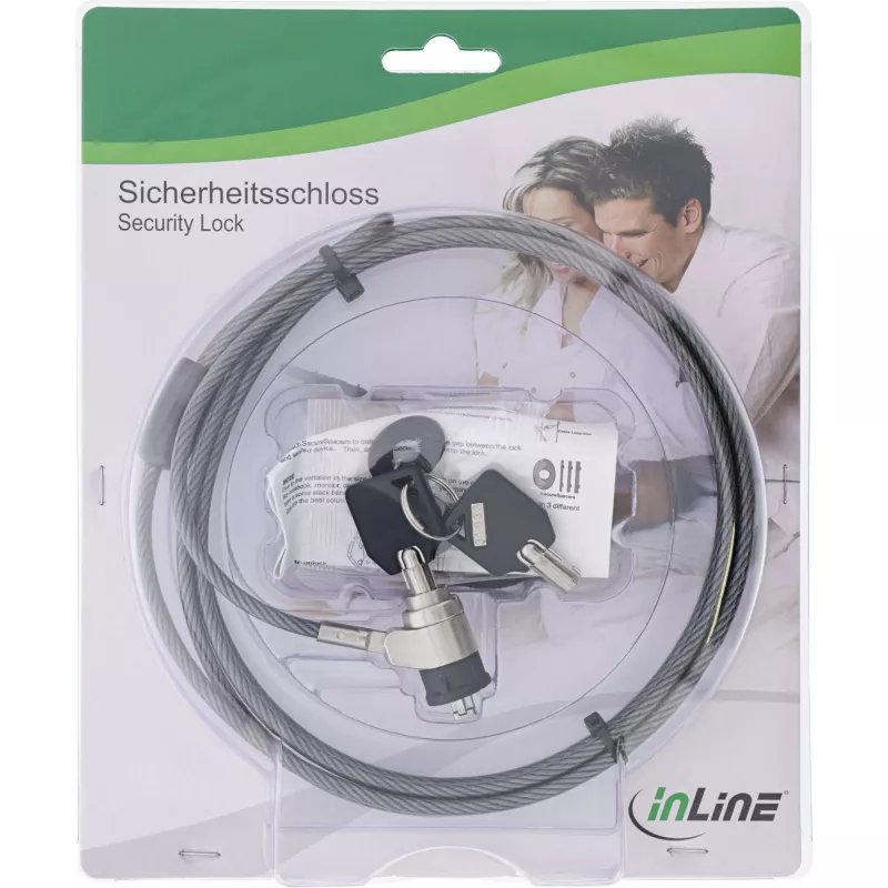 „InLine“ nešiojamojo kompiuterio apsauginis užraktas su raktu, 4,4 mm x 2 m