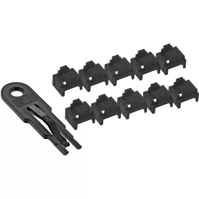 InLine RJ45 prievado blokatorius, pradinis rinkinys su 10 blokatorių ir raktu, juodas