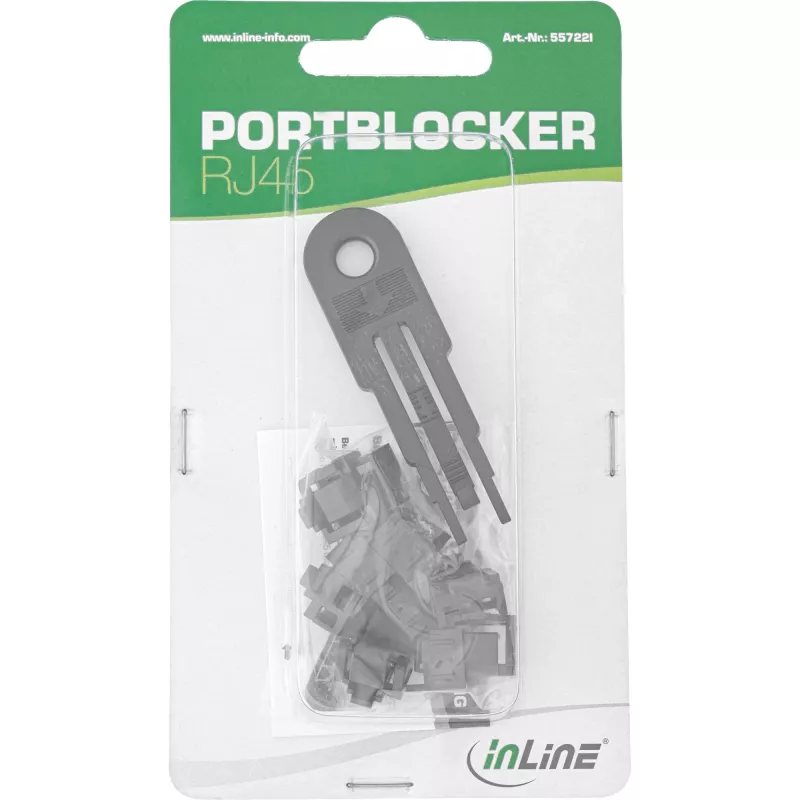 InLine RJ45 prievado blokatorius, pradinis rinkinys su 10 blokatorių ir raktu, juodas