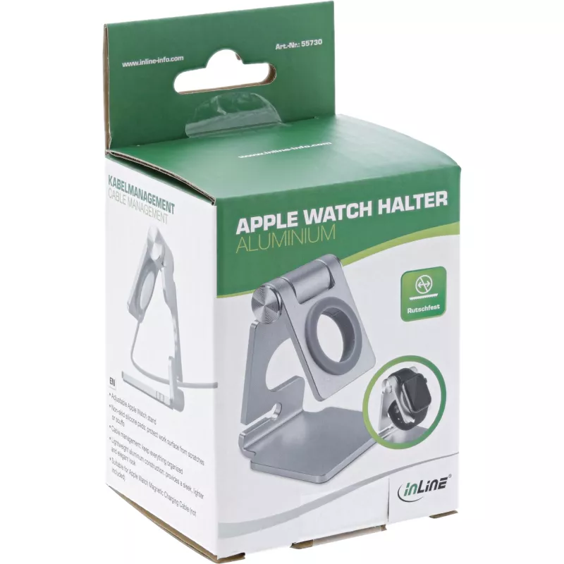 InLine aliuminis laikiklis, skirtas „Apple Watch“, sidabrinis