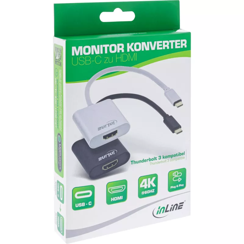 InLine USB ekrano keitiklis, USB-C kištukas į HDMI lizdą (DP Alt Mode), 4K/60Hz