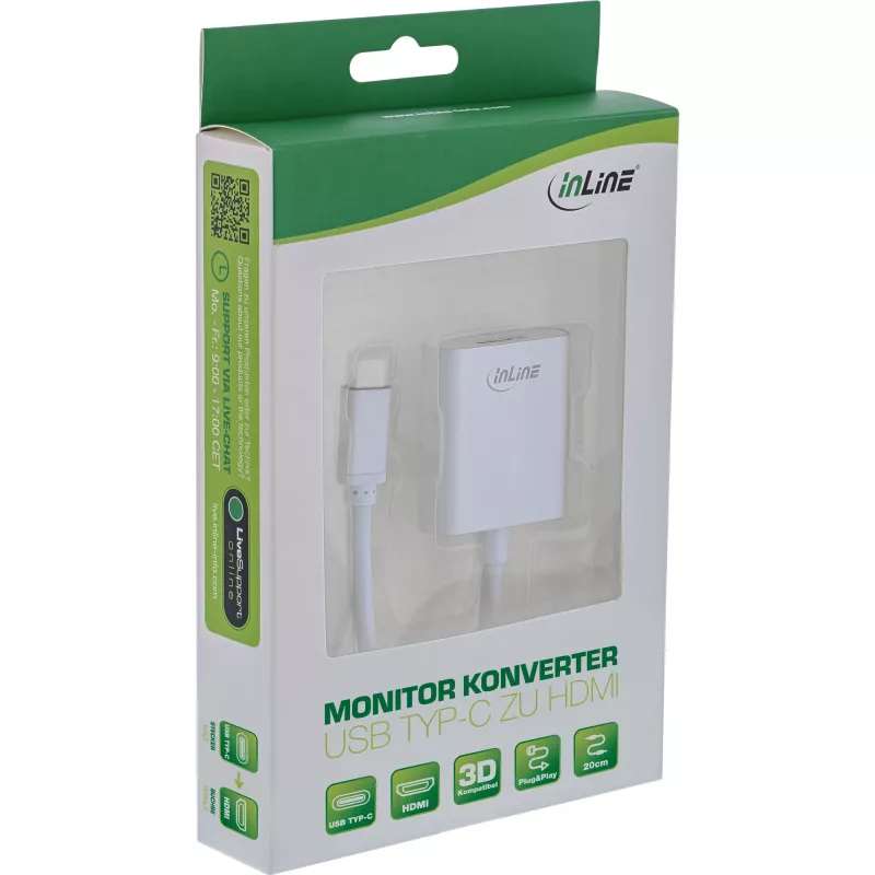 InLine USB ekrano keitiklis, USB-C kištukas į HDMI lizdą (DP alternatyvusis režimas) 4K/60 Hz