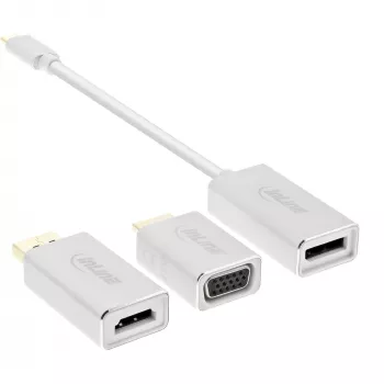 InLine USB ekrano keitiklio rinkinys 6 viename, 4K/60Hz, sidabrinis