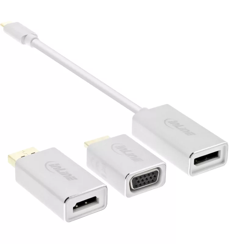 InLine USB ekrano keitiklio rinkinys 6 viename, 4K/60Hz, sidabrinis