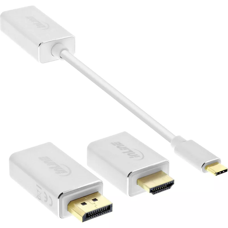 InLine USB ekrano keitiklio rinkinys 6 viename, 4K/60Hz, sidabrinis
