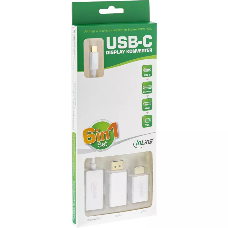 InLine USB ekrano keitiklio rinkinys 6 viename, 4K/60Hz, sidabrinis