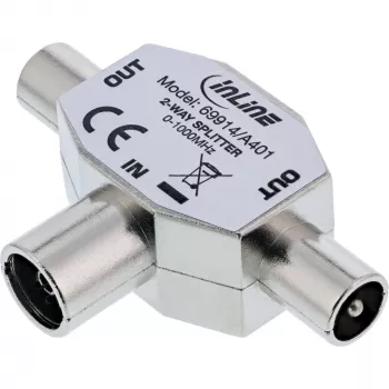 InLine Antenna T-Splitter televizoriui 1x bendraašė moteriška į 2x bendraašę vyrišką 69914
