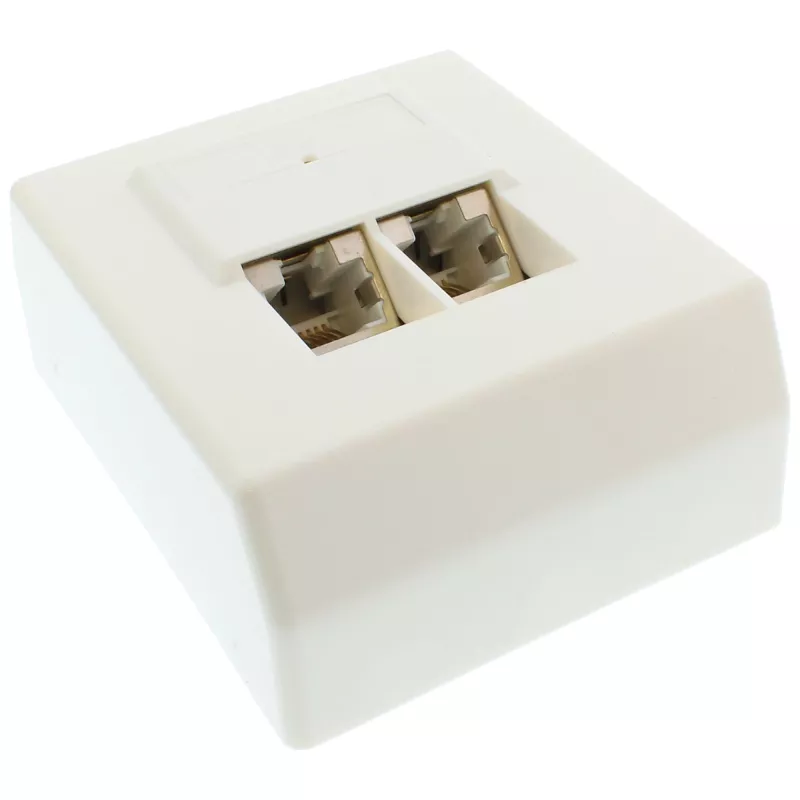 InLine Cat.5e tinklo dėžutė 2x RJ45 paviršiniam montavimui balta RAL9010