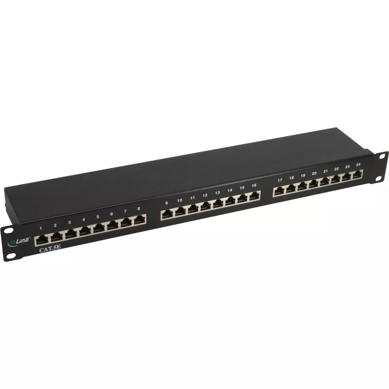 InLine Patch Panel 19 col. Cat.5e 24 prievadų 1U juoda RAL9005