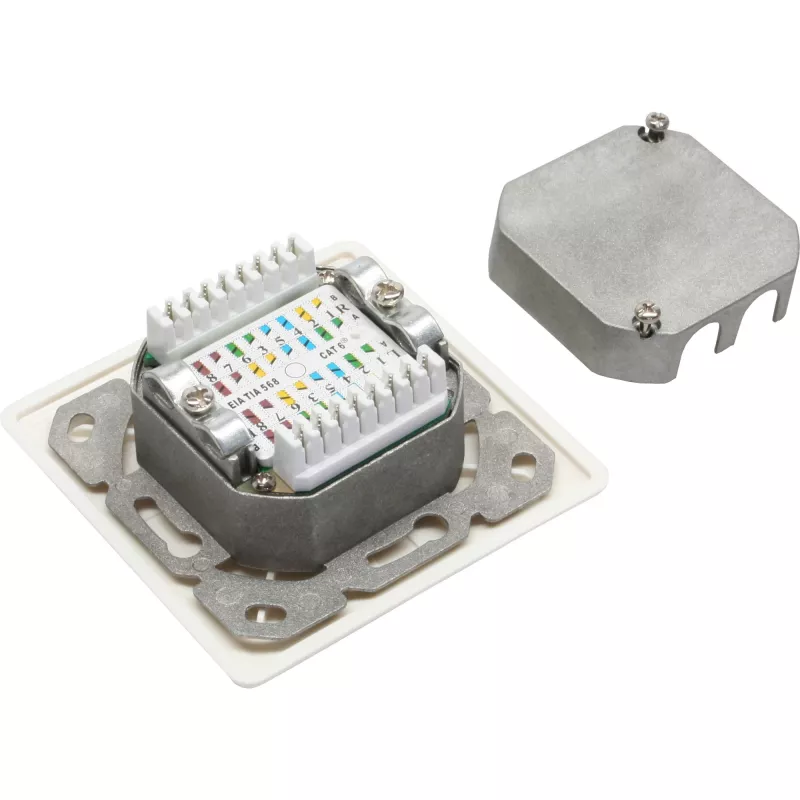 InLine Cat.6 prijungimo dėžutė 2x RJ45 lizdas, RAL9010 balta, horizontali