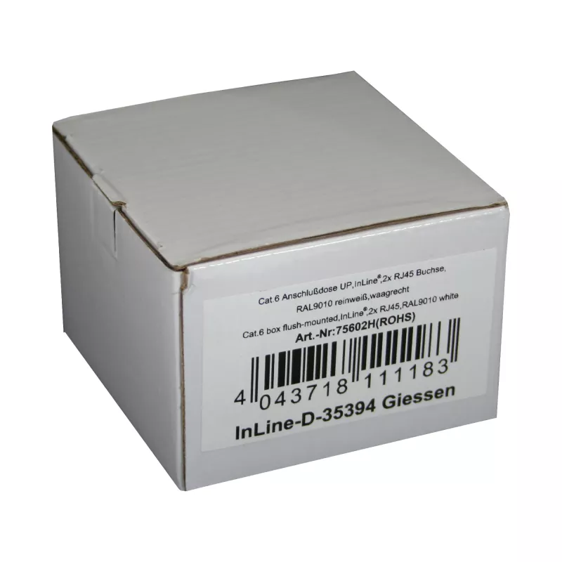 InLine Cat.6 prijungimo dėžutė 2x RJ45 lizdas, RAL9010 balta, horizontali