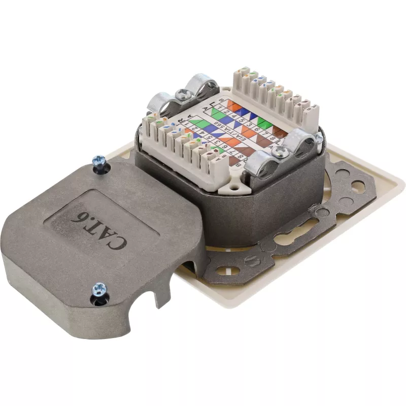 „InLine“ sieninė rozetė paviršiniam arba paslėptam montavimui, 2x RJ45 vertikalūs, 75602K