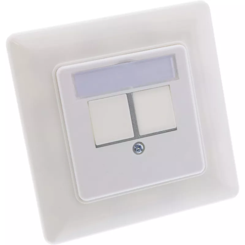 InLine rėmelio rinkinys 2x RJ45 Keystone SNAP-In 90°, baltas RAL9010