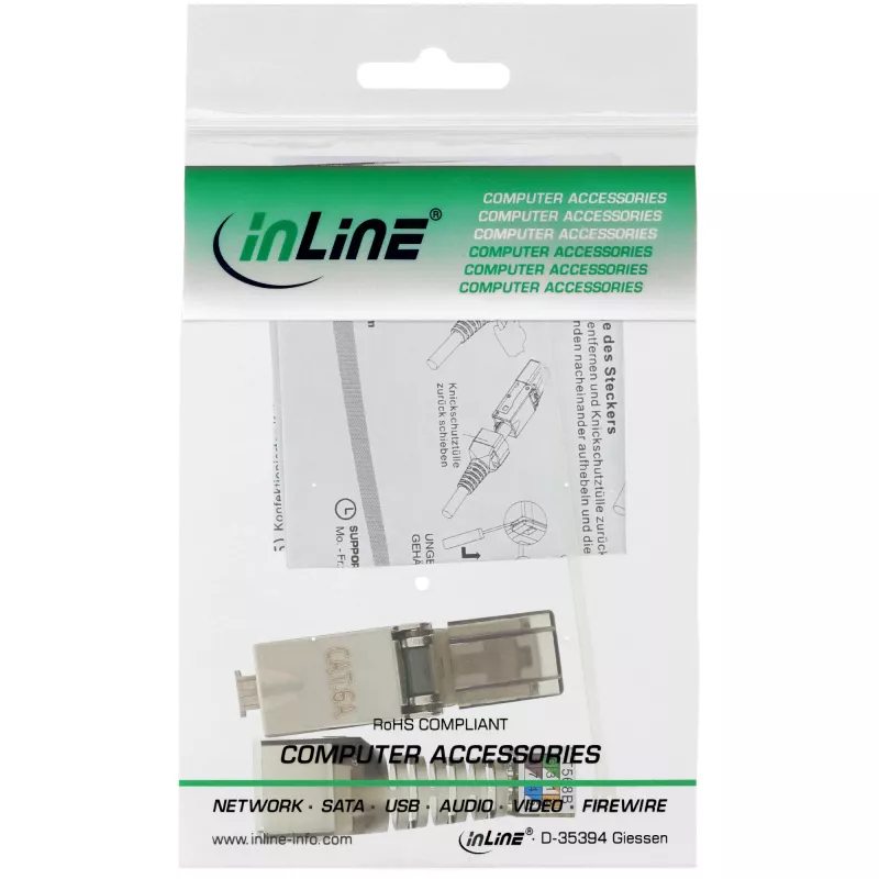 InLine RJ45 kištukas Cat.6A 500 MHz ekranuotas, montuojamas vietoje 76204A