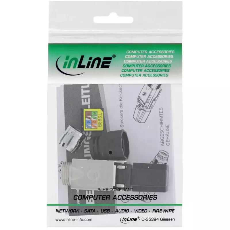 InLine RJ45 kištukas Cat.6A 500MHz, montuojamas vietoje, ekranuotas, su prisukamu dangteliu
