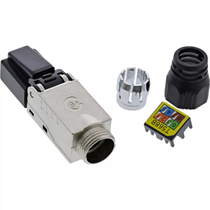 InLine RJ45 kištukas Cat.6A 500MHz, montuojamas vietoje, ekranuotas, su prisukamu dangteliu