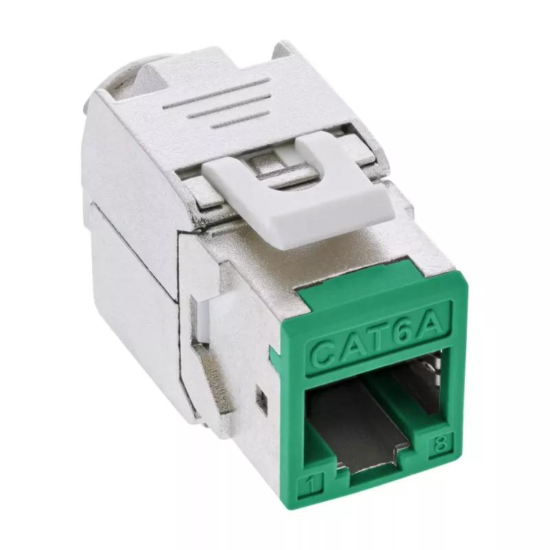 InLine Keystone RJ45 lizdas, ekranuotas, Cat.6A, žalias 8 vnt.