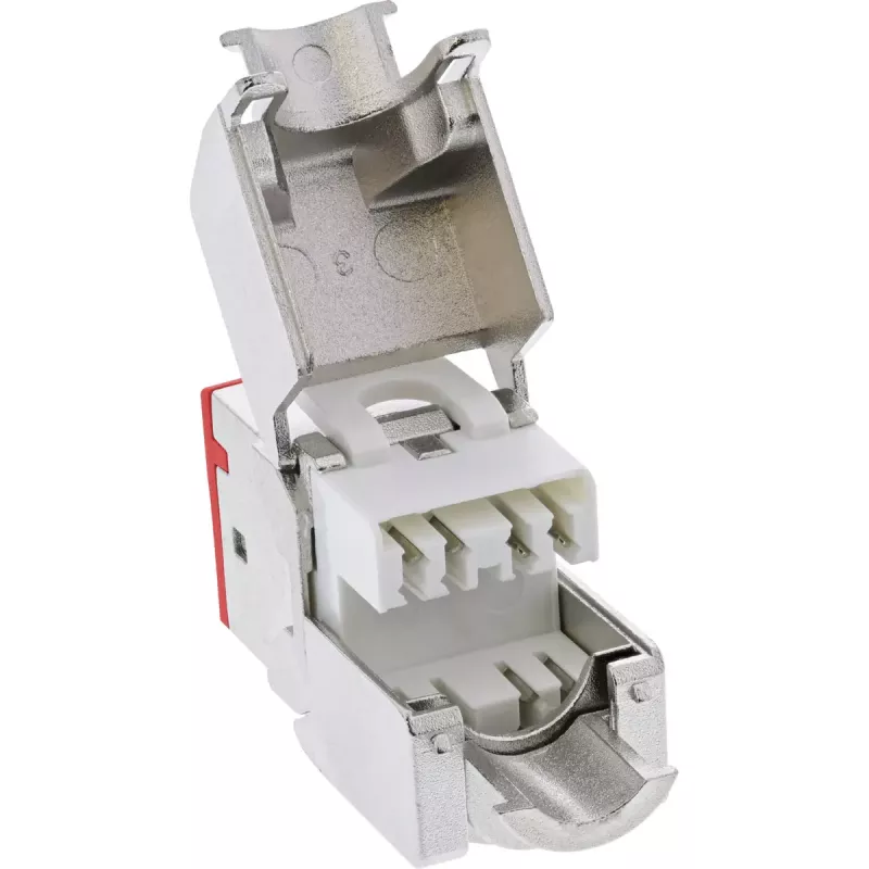 InLine Keystone RJ45 lizdas, ekranuotas, Cat.6A, raudonas 8 vnt.