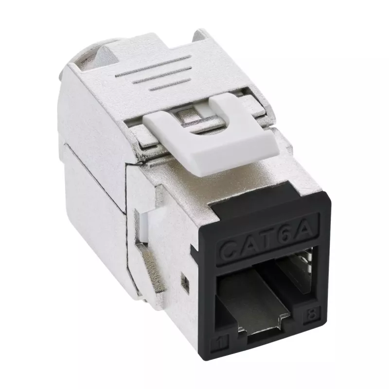 InLine Keystone RJ45 lizdas, ekranuotas, Cat.6A, juodas, 8 vnt. pakuotė