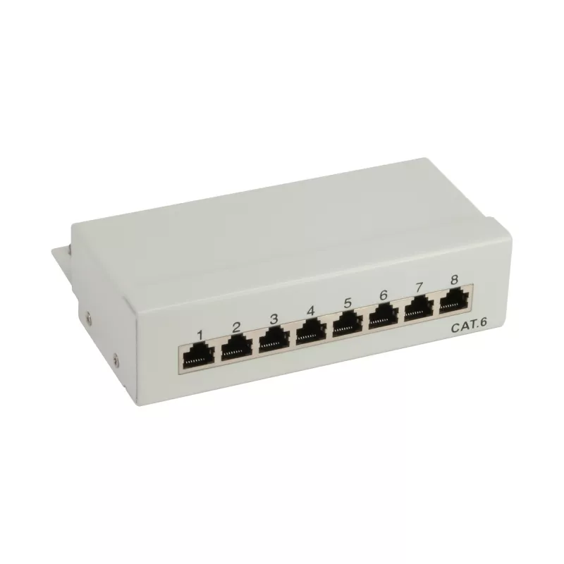 InLine Patch Panel Cat.6 8 prievadų stalinis, pilkas RAL7035